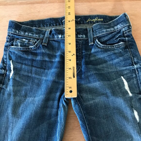 7 For All Mankind Josefina Skinny Jeans Women 25 Blue Low Rise Distressed 17226 - Picture 9 of 15